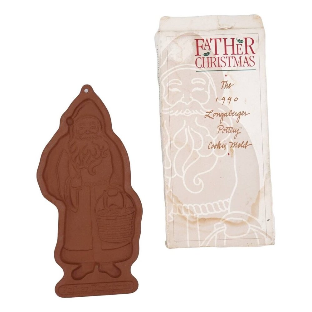 Longaberger Vintage Pottery Christmas Cookie Father Christmas 1990 in box Santa